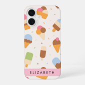 Eiscreme-Muster, Eiscreme, Ihr Name iPhone 16 Hülle (Rückseite)
