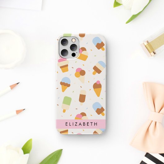Eiscreme-Muster, Eiscreme, Ihr Name iPhone 16 Hülle