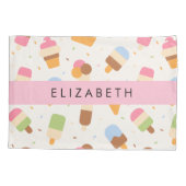 Eiscreme-Muster, Eiscreme, Ihr Name Kissenbezug (Rückseite)