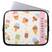 Eiscreme-Muster, Eiscreme, Ihr Name Laptopschutzhülle (Vorderseite)