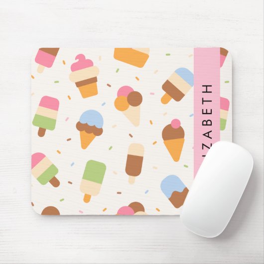 Eiscreme-Muster, Eiscreme, Ihr Name Mousepad (Mit Mouse)