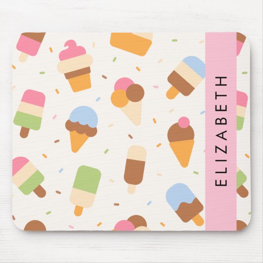 Eiscreme-Muster, Eiscreme, Ihr Name Mousepad (Vorne)
