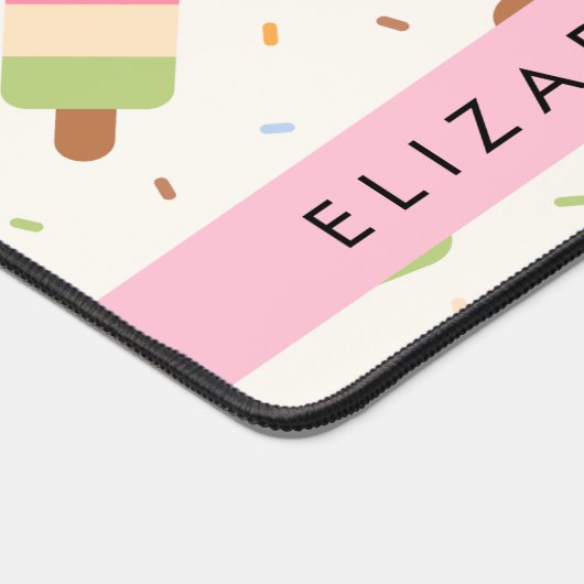 Eiscreme-Muster, Eiscreme, Ihr Name Schreibtischunterlage (Ecke)