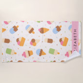 Eiscreme-Muster, Eiscreme, Ihr Name Strandtuch (Vorderseite)