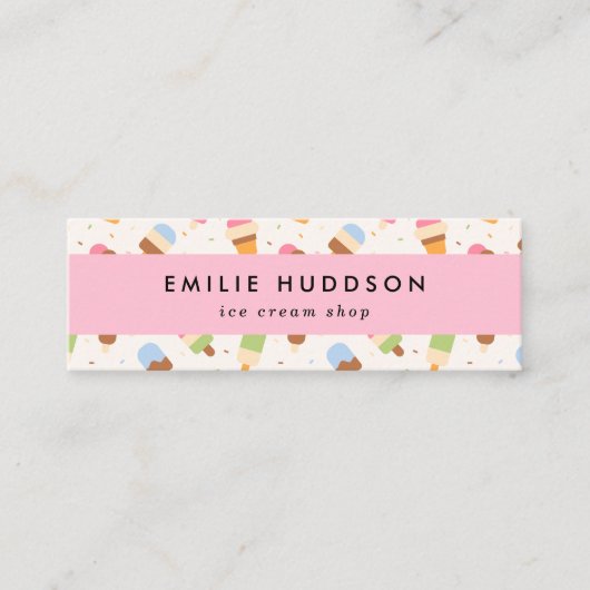 Eiscreme-Muster, Eiscreme-Shop, Ice Creme Parlo Mini Visitenkarte (Vorderseite)
