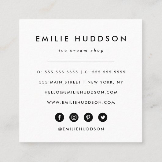 Eiscreme-Muster, Eiscreme-Shop, Ice Creme Parlo Quadratische Visitenkarte (Rückseite)
