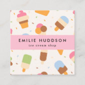 Eiscreme-Muster, Eiscreme-Shop, Ice Creme Parlo Quadratische Visitenkarte (Vorderseite)