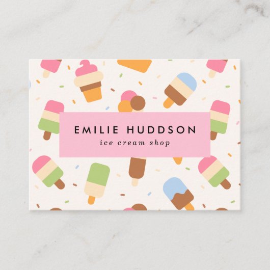 Eiscreme-Muster, Eiscreme-Shop, Ice Creme Parlo Visitenkarte (Vorderseite)