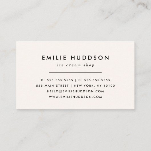 Eiscreme-Muster, Eiscreme-Shop, Ice Creme Parlo Visitenkarte (Rückseite)