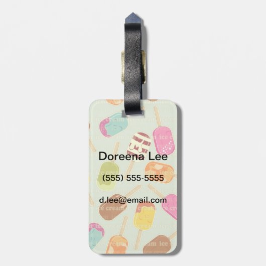 Eiscreme-Muster Gepäckanhänger (Rückseite vertikal)