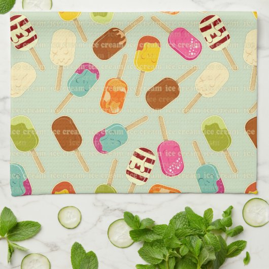 Eiscreme-Muster Geschirrtuch (Gefaltet)