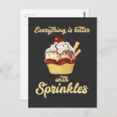 Eiscreme-Nachspeise Sprinkles Icecream Liebhaber d Postkarte (Vorne/Hinten)