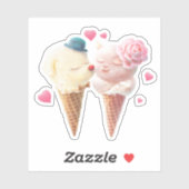 Eiscreme-Paar - Liebe bei First Lick Aufkleber (Blatt)