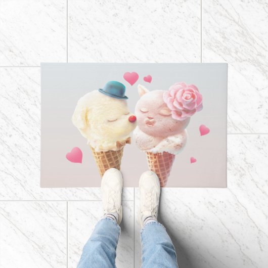 Eiscreme-Paar - Liebe bei First Lick Fußmatte (Indoor)