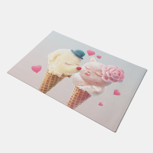 Eiscreme-Paar - Liebe bei First Lick Fußmatte (Schrägansicht)
