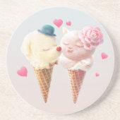 Eiscreme-Paar - Liebe bei First Lick Getränkeuntersetzer (Vorne)