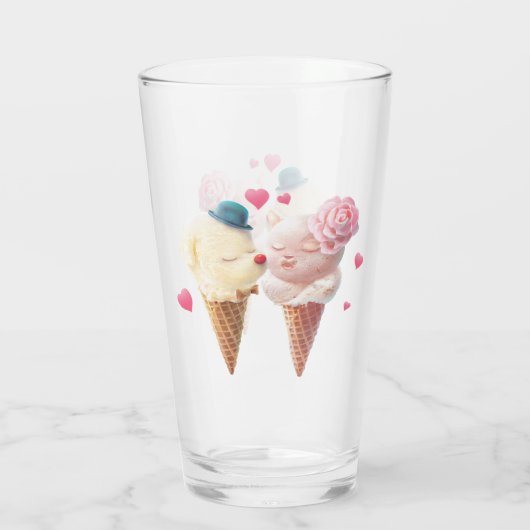 Eiscreme-Paar - Liebe bei First Lick Glas (Rückseite)