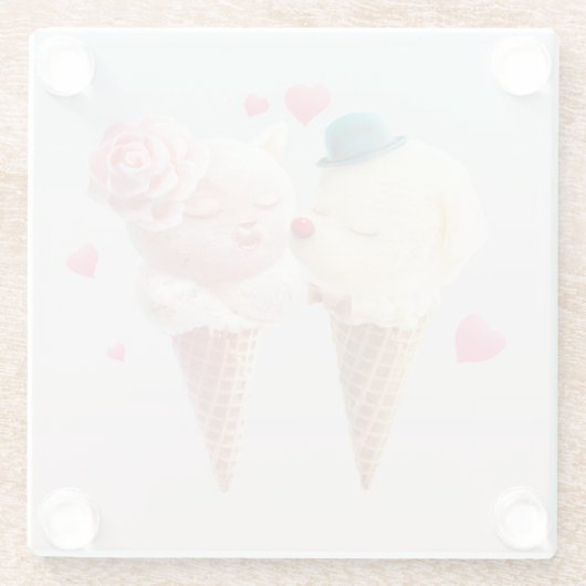 Eiscreme-Paar - Liebe bei First Lick Glasuntersetzer (Rückseite)