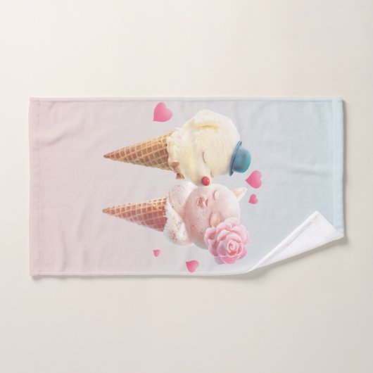 Eiscreme-Paar - Liebe bei First Lick Handtuch (Handtuch)