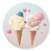 Eiscreme-Paar - Liebe bei First Lick Keramikknauf (Vorderseite)
