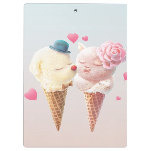 Eiscreme-Paar - Liebe bei First Lick Klemmbrett (Rückseite)