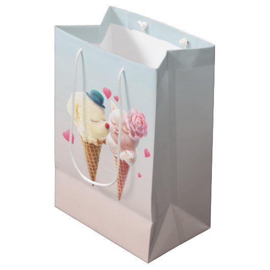 Eiscreme-Paar - Liebe bei First Lick Mittlere Geschenktüte (Vorderseite Schrägansicht)