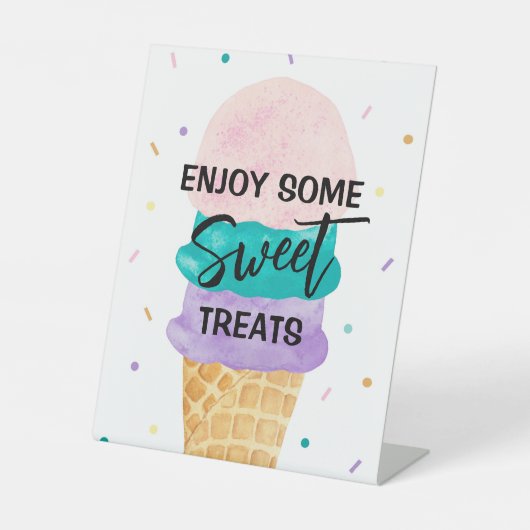 Eiscreme Party Dessert Party Sign - Sundae Sockelschild (Vorderseite)