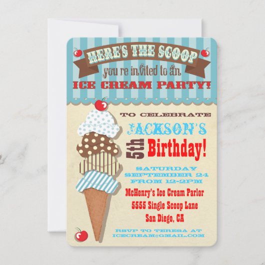 Eiscreme-Party Einladung (Vorderseite)