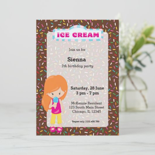 Eiscreme-Party Einladung (Stehend Vorderseite)