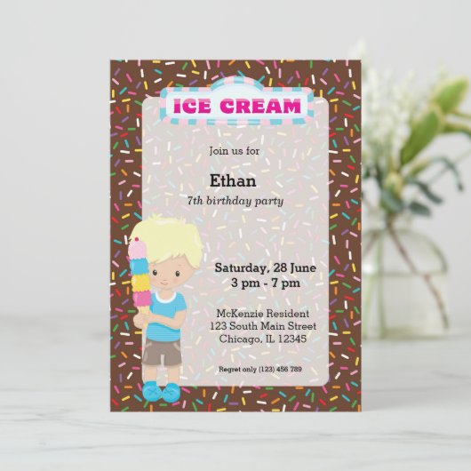 Eiscreme-Party Einladung (Stehend Vorderseite)