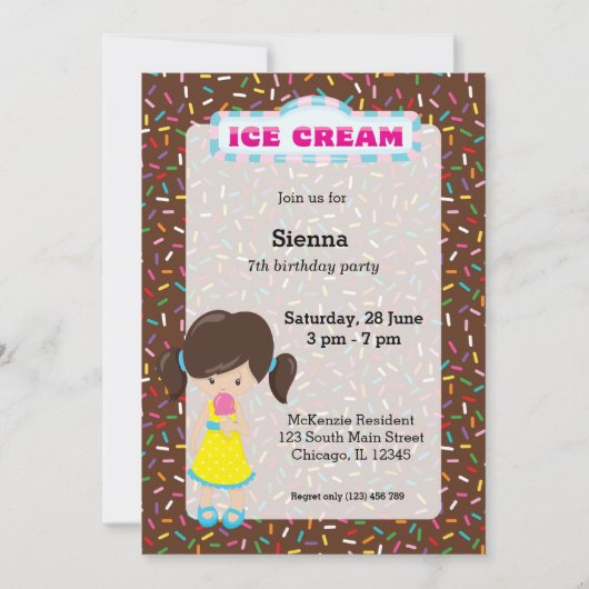 Eiscreme-Party Einladung (Vorderseite)