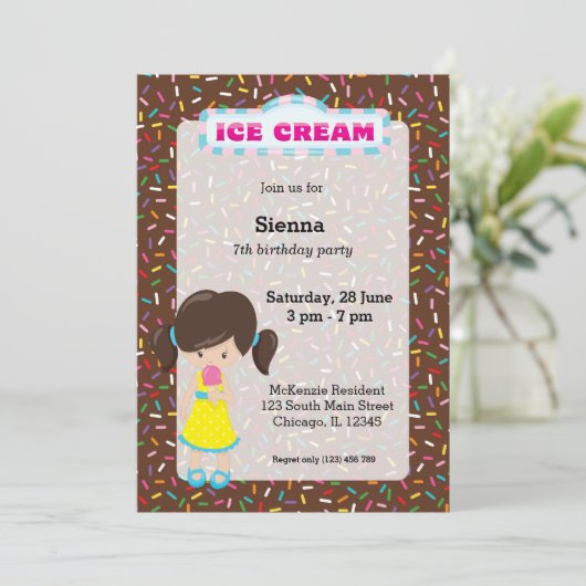 Eiscreme-Party Einladung (Stehend Vorderseite)
