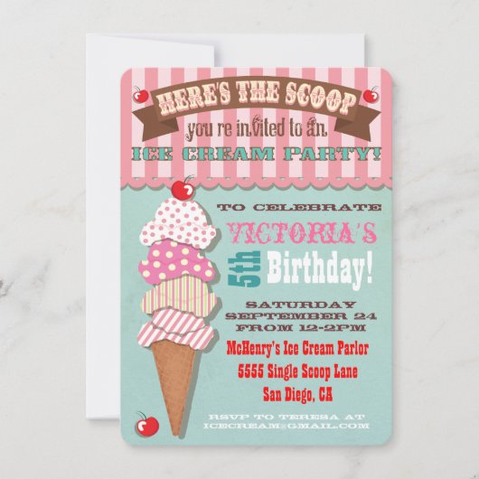Eiscreme-Party Einladung (Vorderseite)