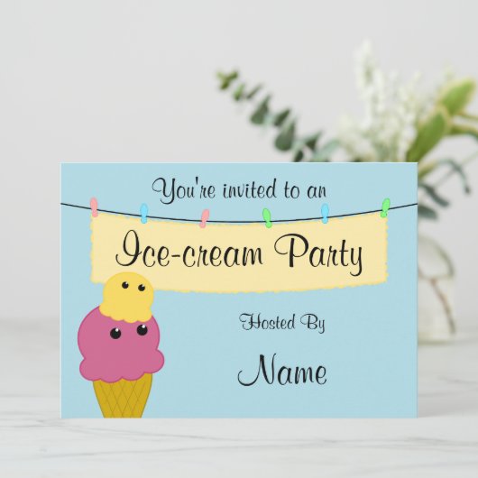 Eiscreme-Party Einladung (Stehend Vorderseite)