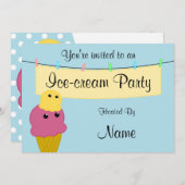 Eiscreme-Party Einladung (Vorne/Hinten)