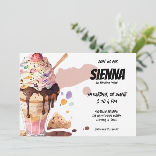 Eiscreme-Party Einladung (Stehend Vorderseite)