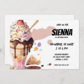 Eiscreme-Party Einladung (Vorne/Hinten)