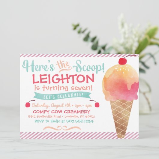 Eiscreme-Party Einladung (Stehend Vorderseite)