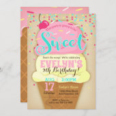 Eiscreme-Party Einladung - Girl Birthday Einladung (Vorne/Hinten)