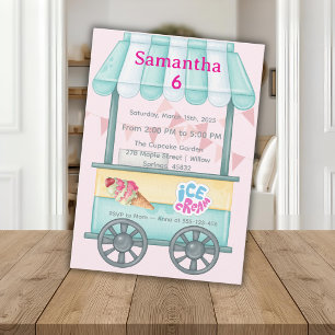 Eiscreme-Party-Einladung, Samantha 6. Geburtstag Einladung