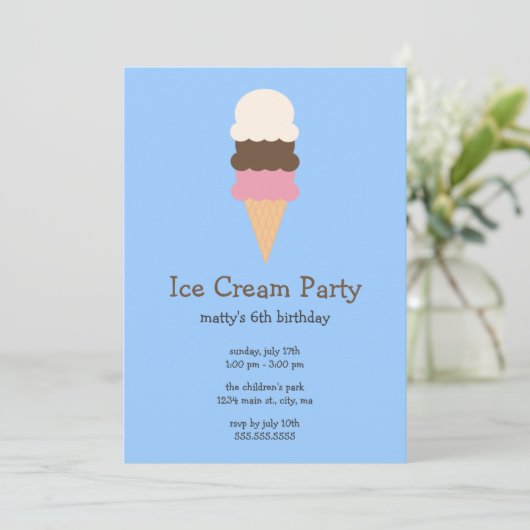 Eiscreme-Party Einladungen (Stehend Vorderseite)