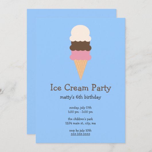 Eiscreme-Party Einladungen (Vorne/Hinten)
