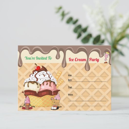 Eiscreme Party Eiscreme Geburtstag einladen (Stehend Vorderseite)