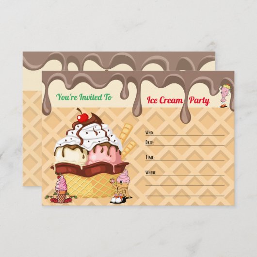 Eiscreme Party Eiscreme Geburtstag einladen (Vorne/Hinten)
