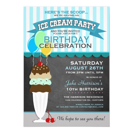 Eiscreme-Party-Geburtstags-Einladung 12,7 X 17,8 Cm Einladungskarte