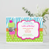 Eiscreme-Party-Geburtstags-Einladungen Einladung (Stehend Vorderseite)