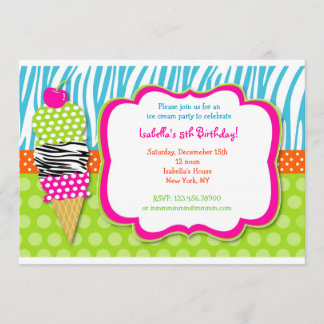 Eiscreme-Party-Geburtstags-Einladungen Einladung