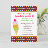 Eiscreme-Party-Geburtstags-Einladungseiscreme Einladung (Stehend Vorderseite)