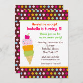 Eiscreme-Party-Geburtstags-Einladungseiscreme Einladung (Vorne/Hinten)