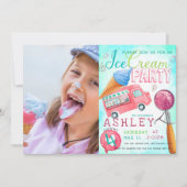 Eiscreme-Party Geburtstags-Foto Einladung (Vorderseite)